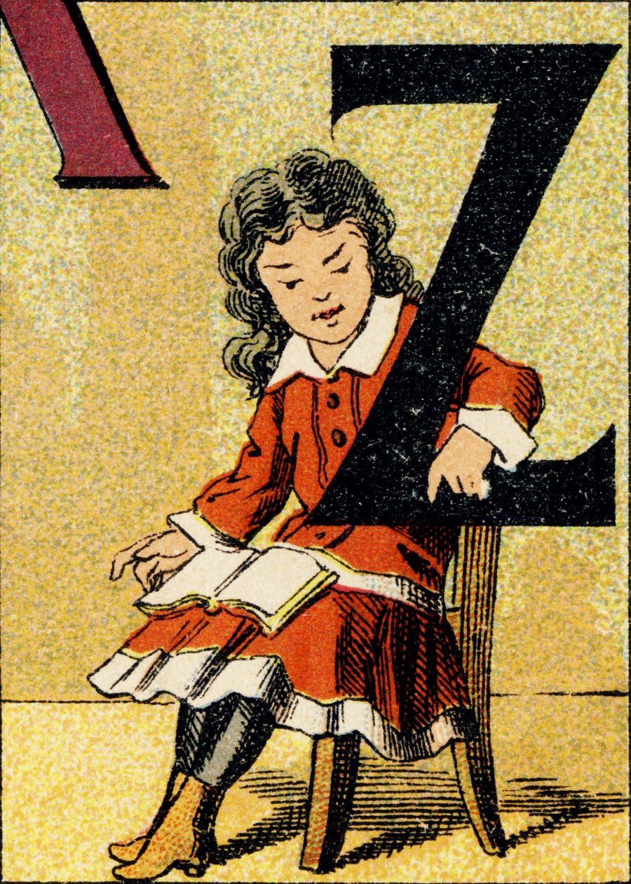 Z - Grabado extraído de ABCD de las niñas. Pellerin & Cie, impresor-editor, Epinal, circa 1890. Serie A. Dimensiones: 19 x 13,5 cm de Unbekannt