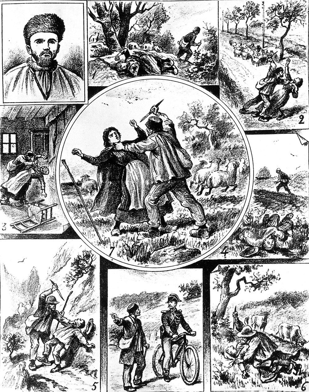 El caso Vacher, en Francia a finales del siglo XIX, uno de los primeros asesinos en serie, en 1895-1898, grabado de Unbekannt
