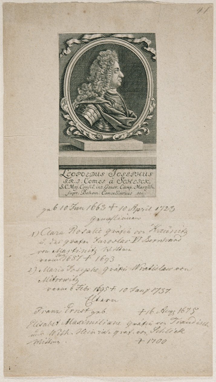 Mariscal de campo Leopold Joseph von Schlik de Unbekannter Stecher