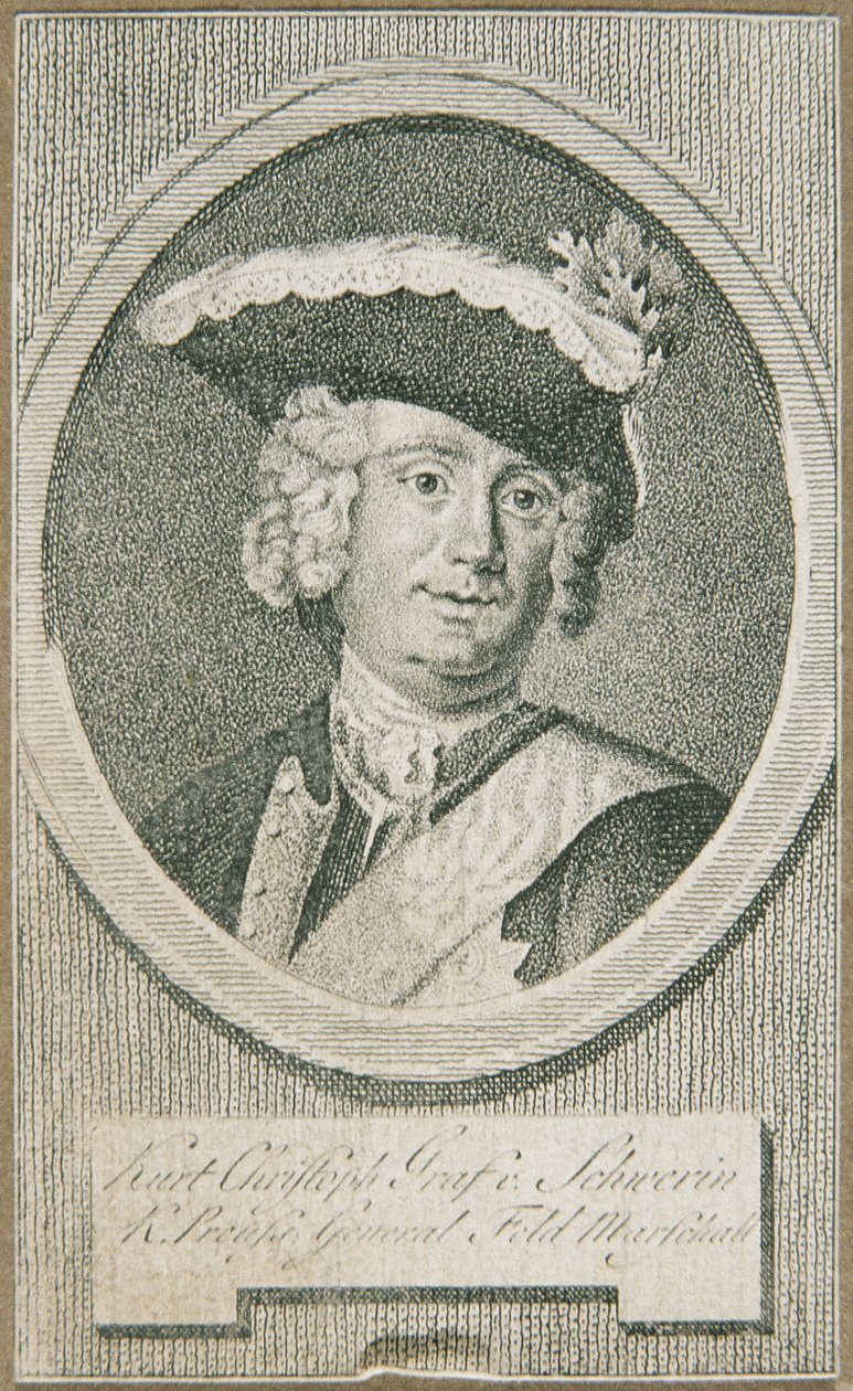 El mariscal de campo prusiano Kurt Christoph Graf von Schwerin de Unbekannter Stecher