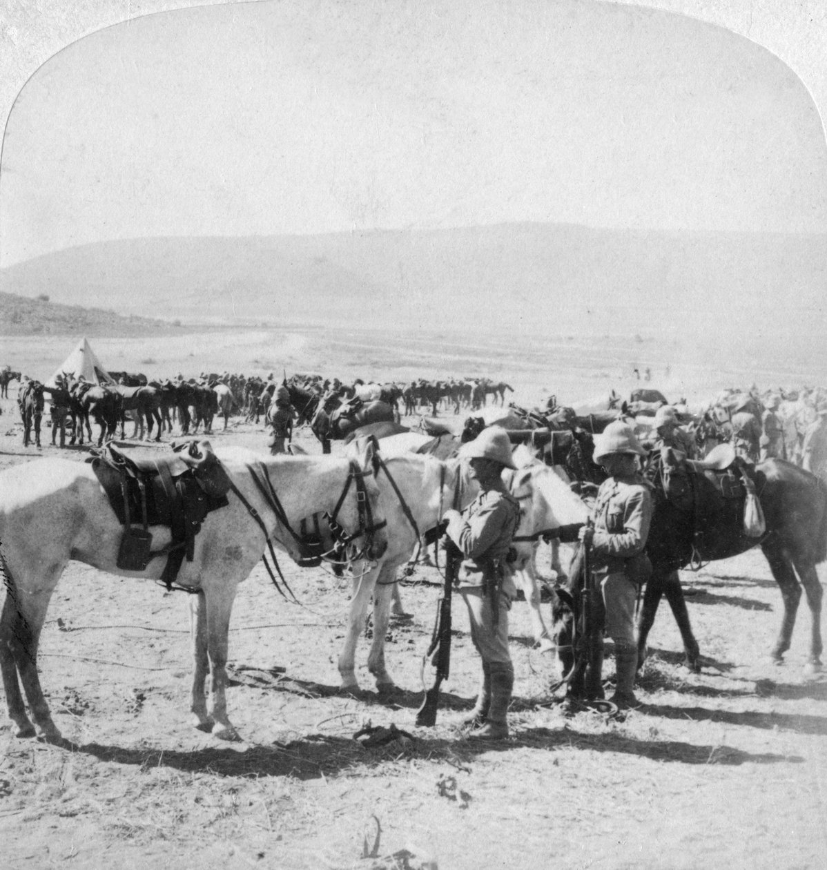 Rifles Montados Australianos después de un enfrentamiento en el Río Modder, Sudáfrica, 12 de enero de 1900 de Underwood and Underwood