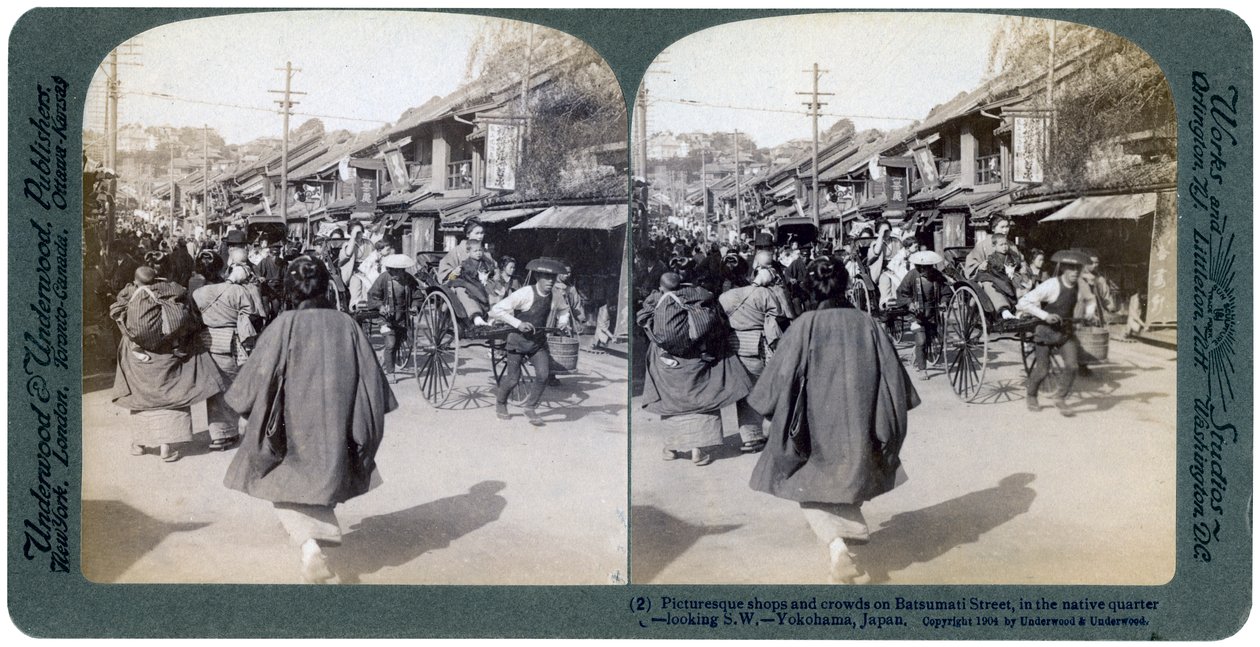 Calle Batsumati, Yokohama, Japón, 1904 de Underwood and Underwood