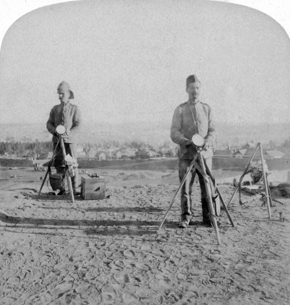 Heliografía británica desde el Fuerte de Johannesburgo con noticias de la ocupación, guerra de los Bóer, 1900 de Underwood and Underwood