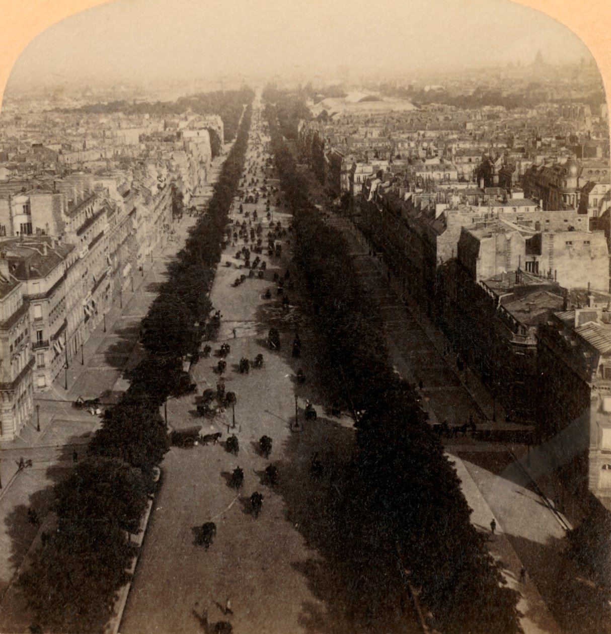 Campos Elíseos, el paseo favorito de París, Francia, 1894 de Underwood and Underwood