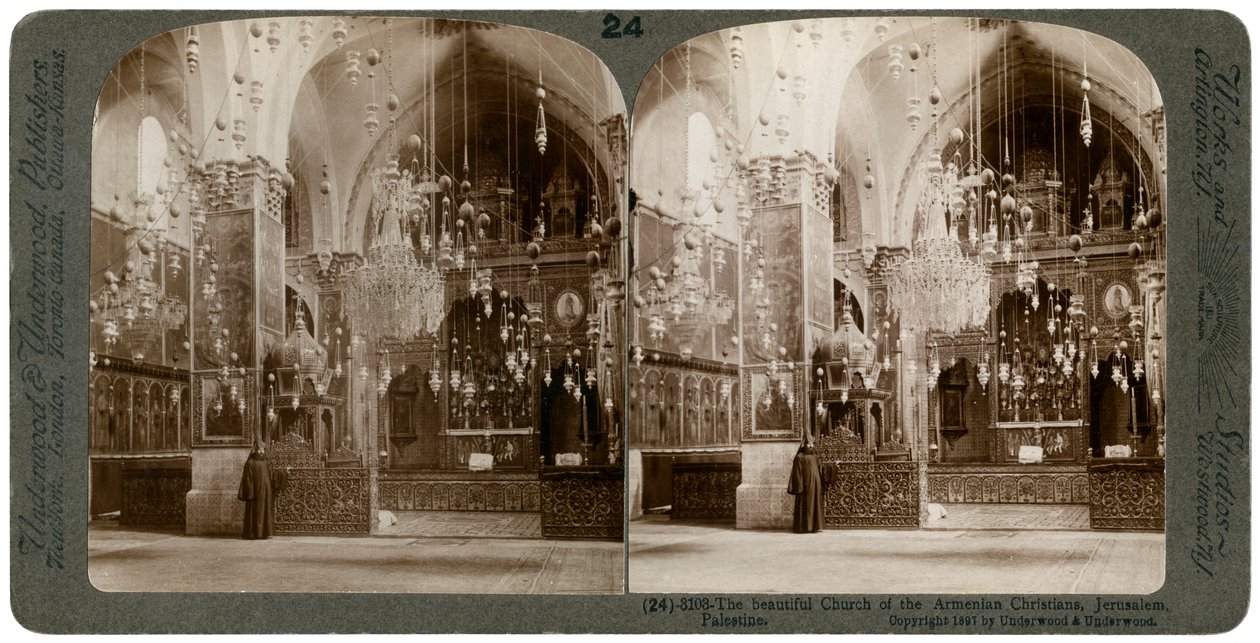 Iglesia de los cristianos armenios, Jerusalén, Palestina, 1897 de Underwood and Underwood