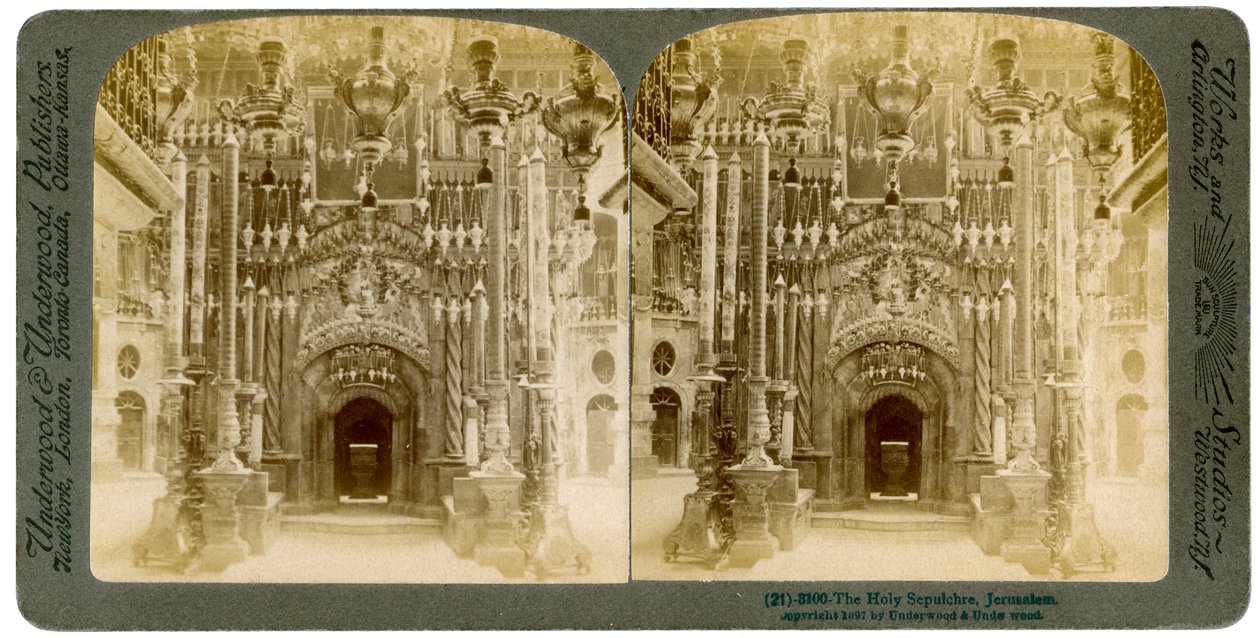 Iglesia del Santo Sepulcro, Jerusalén, Palestina, 1897 de Underwood and Underwood