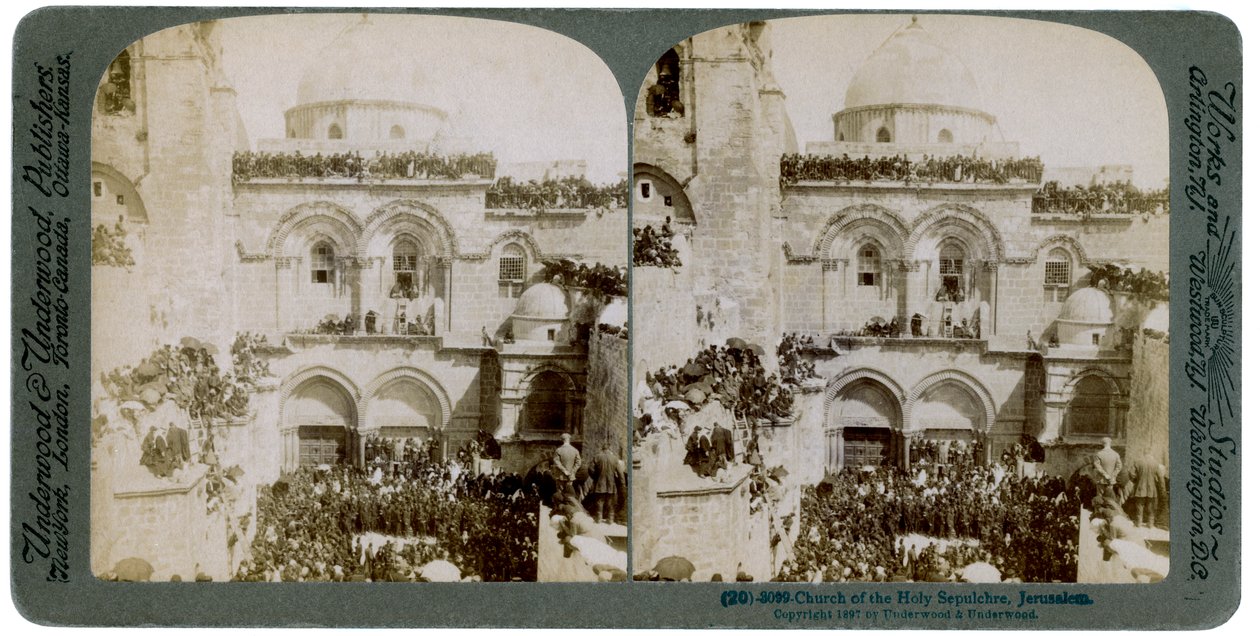 Iglesia del Santo Sepulcro, Jerusalén, Palestina, 1897 de Underwood and Underwood