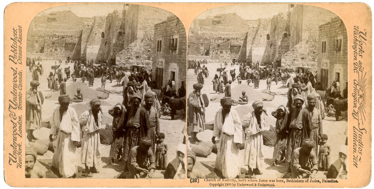 Iglesia de la Natividad, construida donde nació Jesús, Belén, Palestina, 1900 de Underwood and Underwood