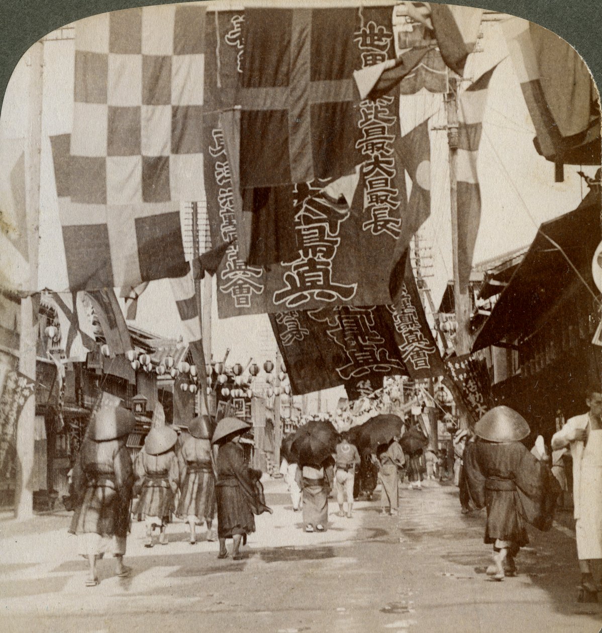 Dotombori, o Calle del Teatro, Osaka, Japón, 1904 de Underwood and Underwood
