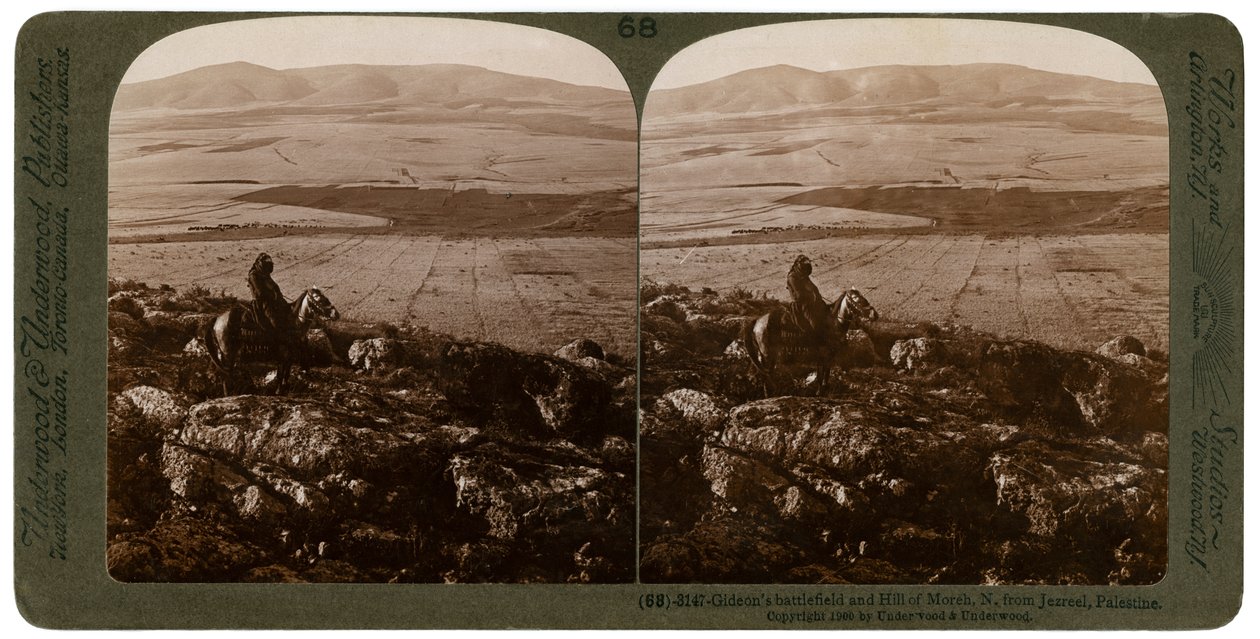 El campo de batalla de Gedeón y la colina de Moreh, al norte de Jezreel, Palestina, 1900 de Underwood and Underwood