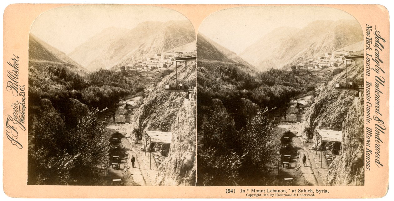 En el Monte Líbano, Zahlah, Líbano de Underwood and Underwood