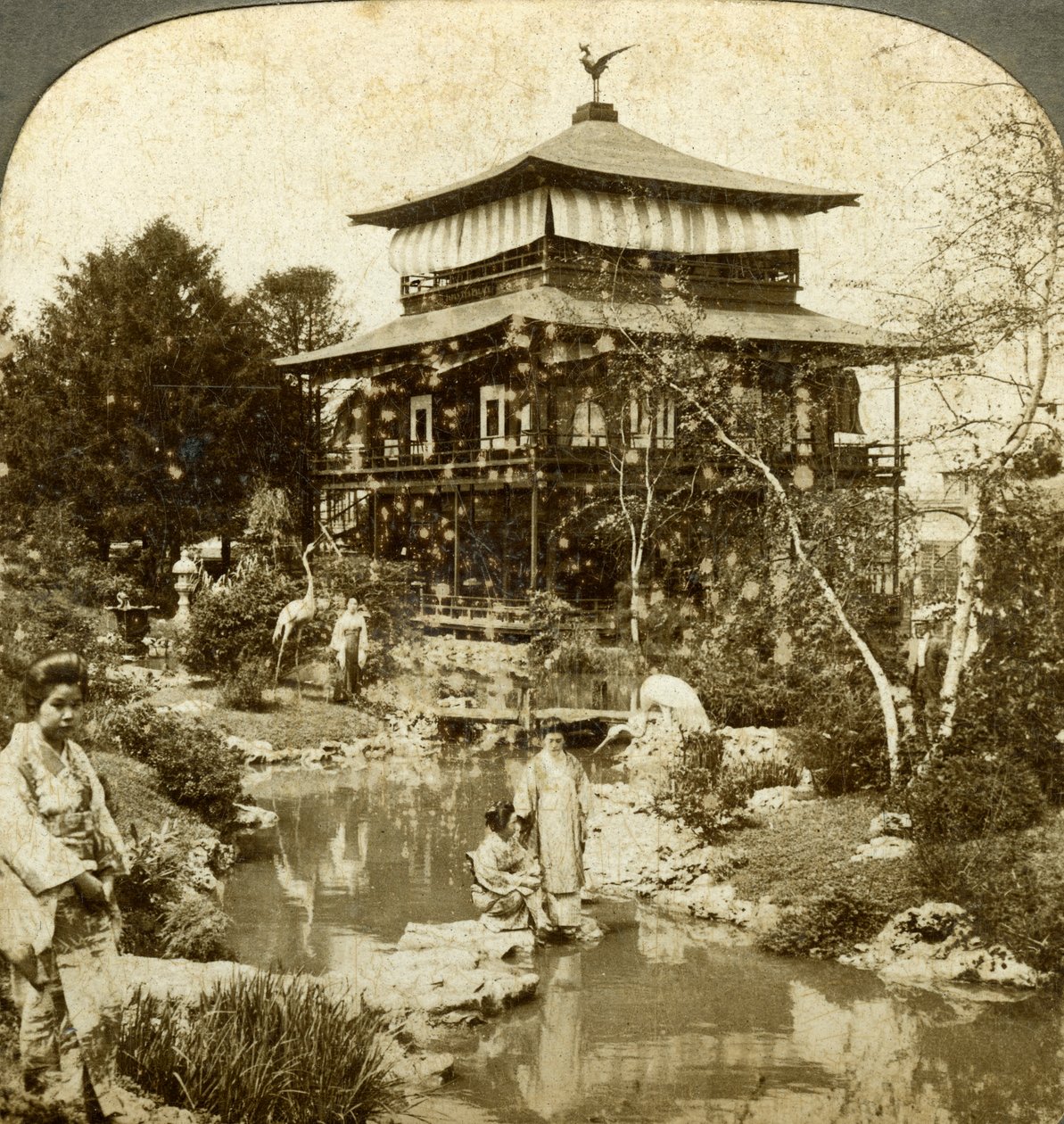 Jardín japonés en la Feria Mundial, St. Louis, Missouri, EE.UU., 1904 de Underwood and Underwood