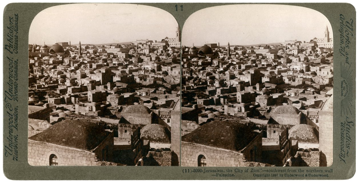 Jerusalén, vista desde la muralla norte, Palestina, 1897 de Underwood and Underwood