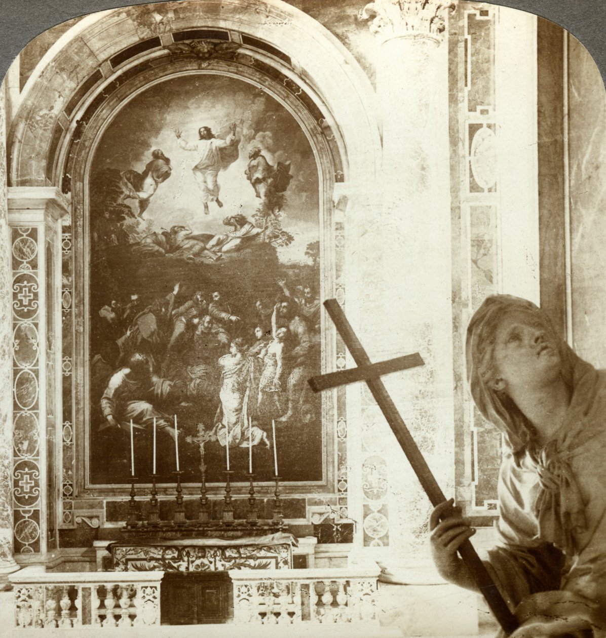 Mosaico sobre el Altar de la Transfiguración, Basílica de San Pedro, Roma, Italia de Underwood and Underwood
