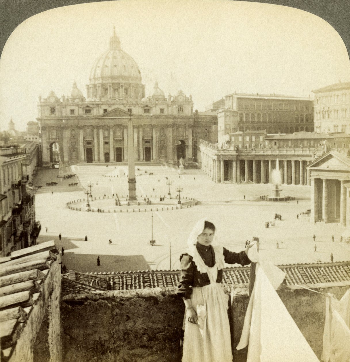 Plaza de San Pedro y Basílica y el Vaticano, Roma, Italia de Underwood and Underwood