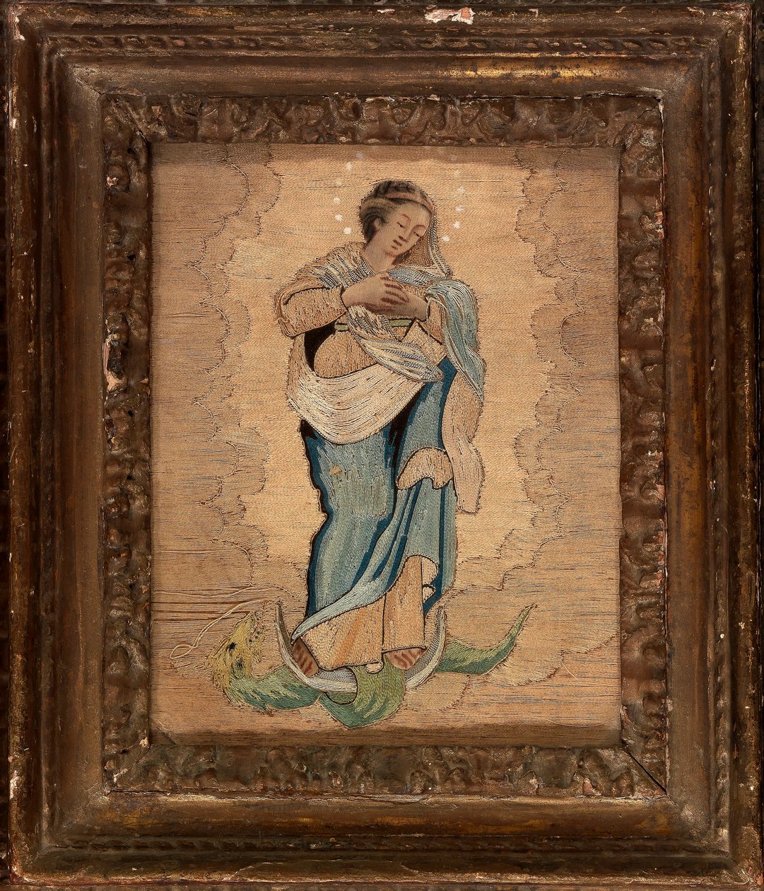 Collage de Madonna de tela de Unidentified