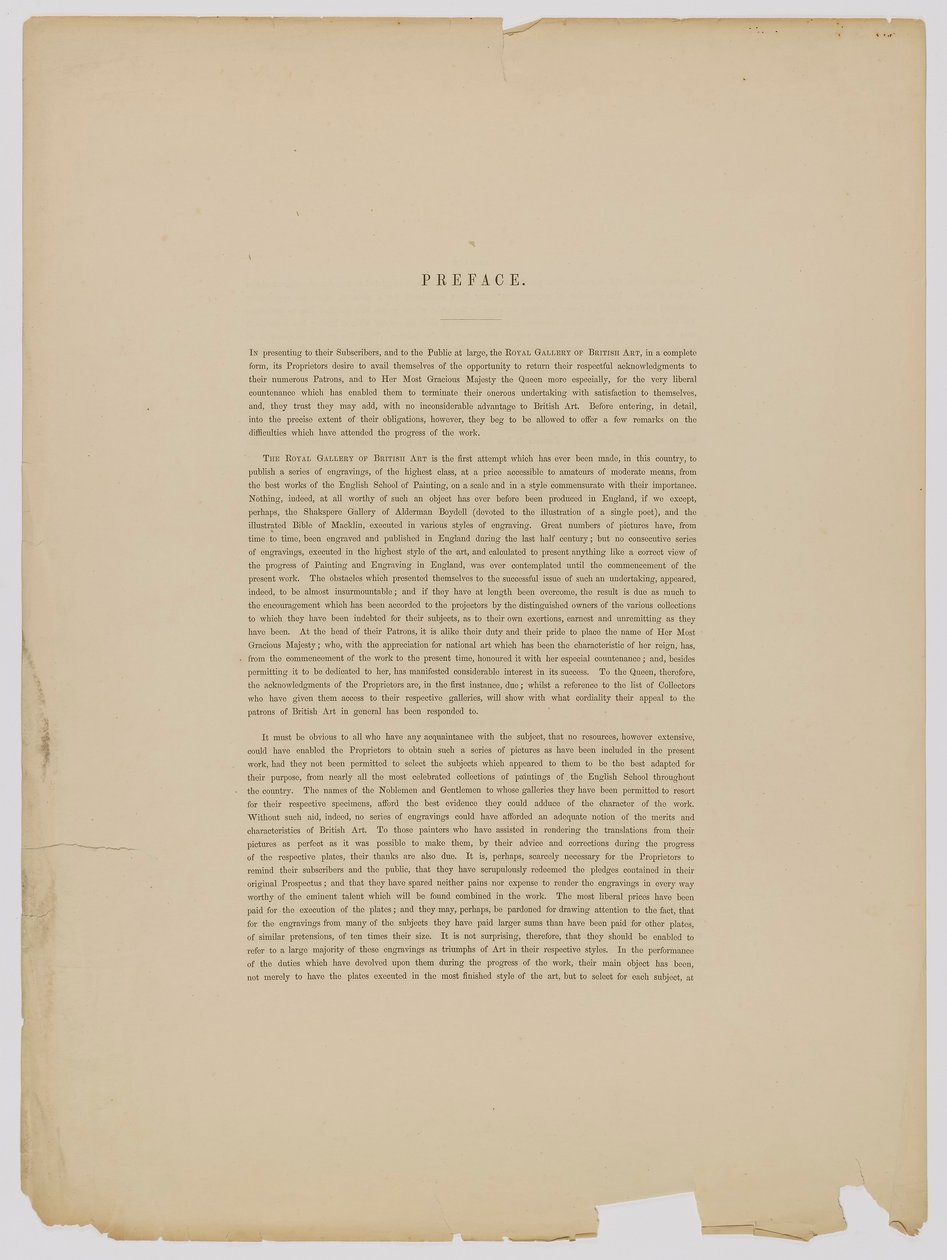 Prefacio de "The Royal Gallery of British Art" (La Real Galería de Arte Británico) de Unidentified