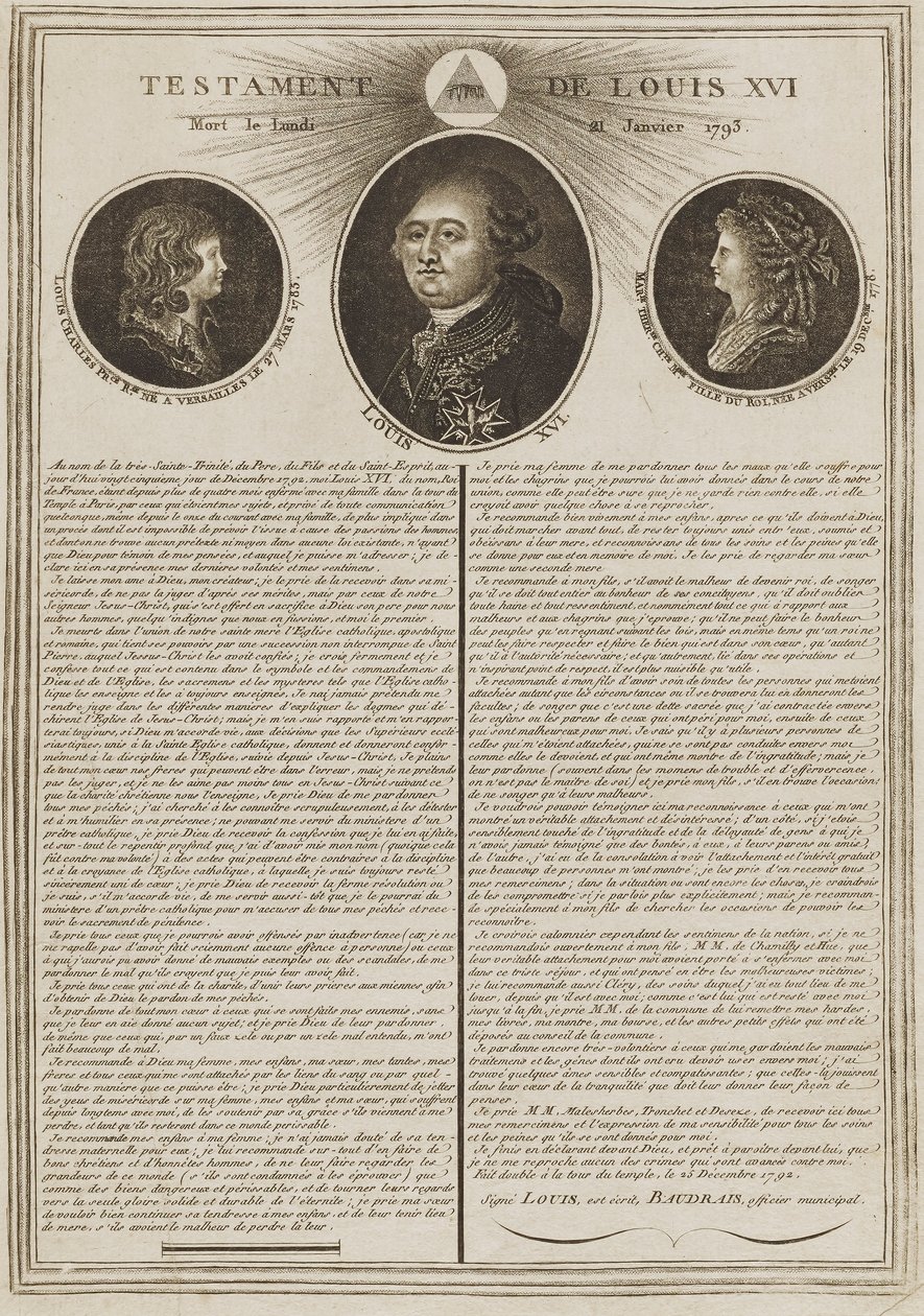 Testamento de Luis XVI de Unidentified