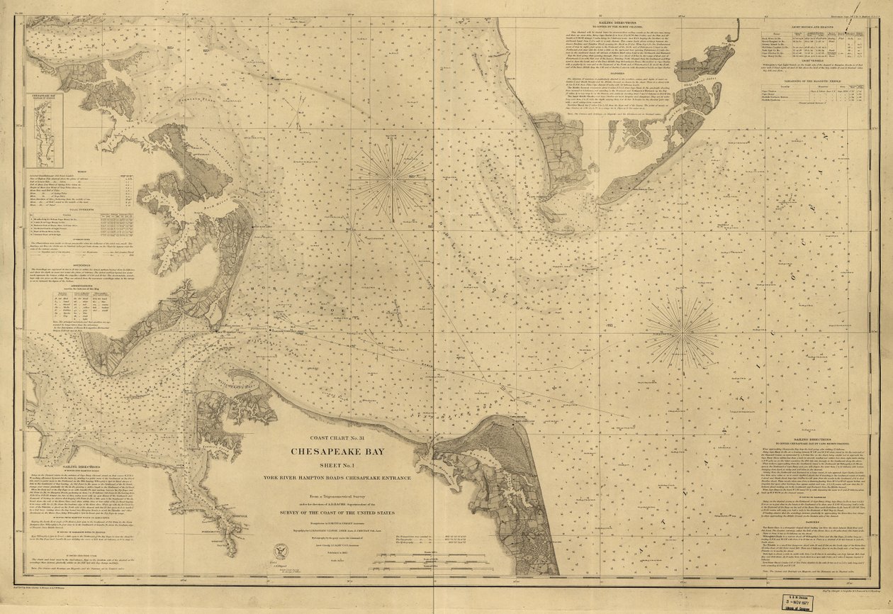Bahía de Chesapeake, hoja nº 1, río York, Hampton Roads, entrada de Chesapeake... LOC 99447134 de United States Coast Survey