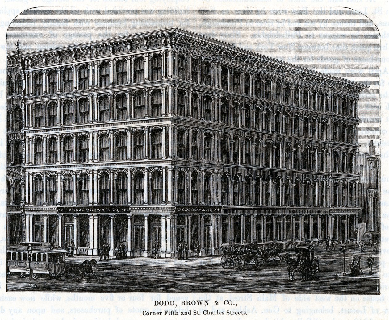 Dodd, Brown and Company Venta al por mayor de productos secos, Quinta y Calles St. Charles de Unknown