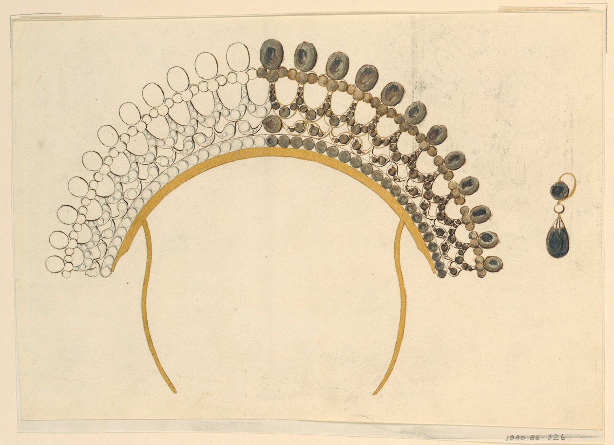 Dibujo, diseño para un peine y un pendiente, ca. 1815 de Unknown