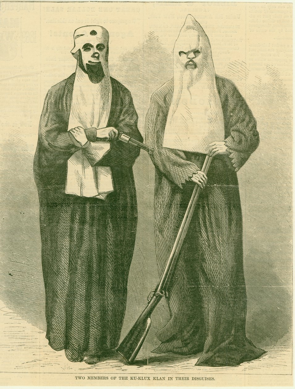 Dos miembros del Ku-Klux Klan en sus disfraces de Unknown