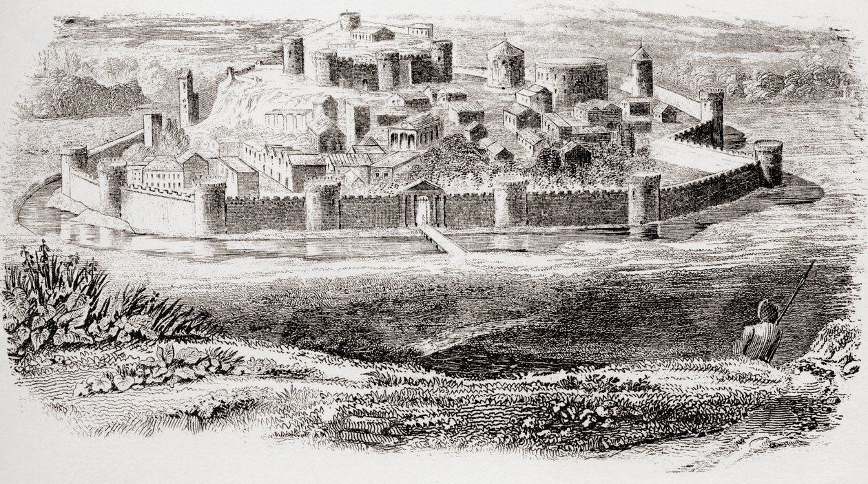 Apariencia general de antiguas fortalezas y arquitectura típica de un castillo medieval, de The National Encyclopaedia, publicado c.1890 de Unbekannt Unbekannt