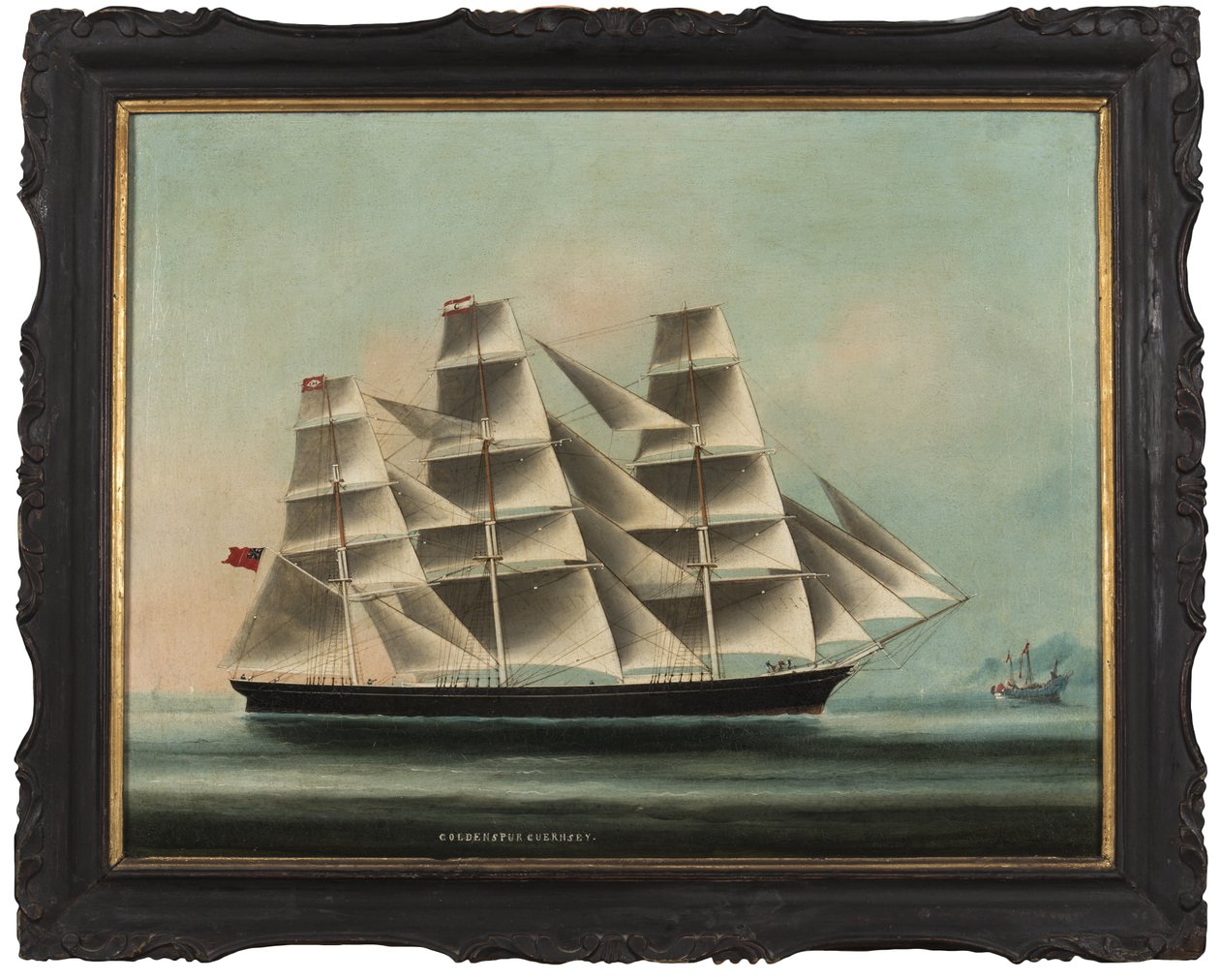 Golden Spur Guernsey: el clipper del comercio chino ondeando la bandera china para protección, c.1872 de Unbekannt Unbekannt