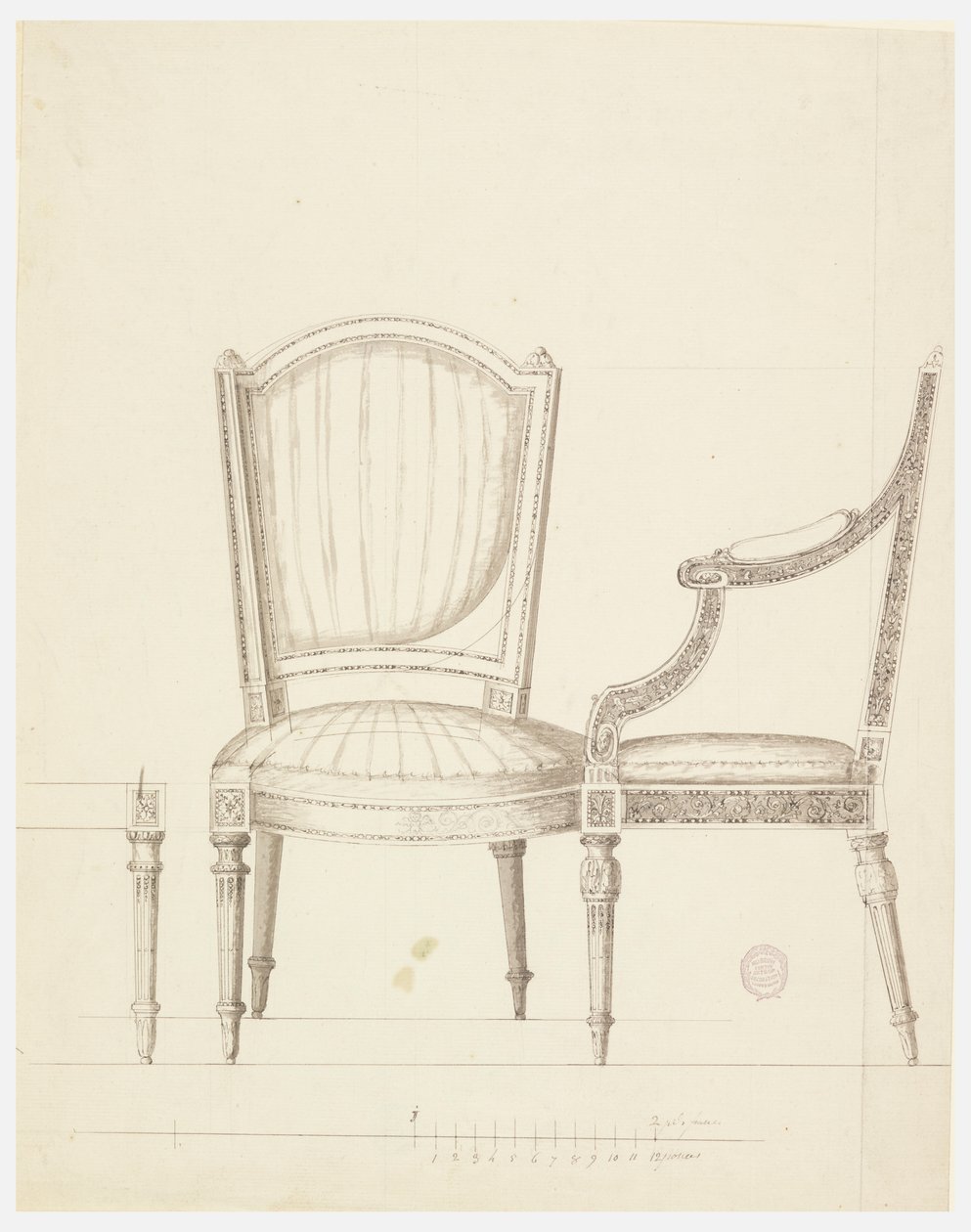 Diseño para dos sillas con sugerencias alternativas, 1760-1765 de Unknown