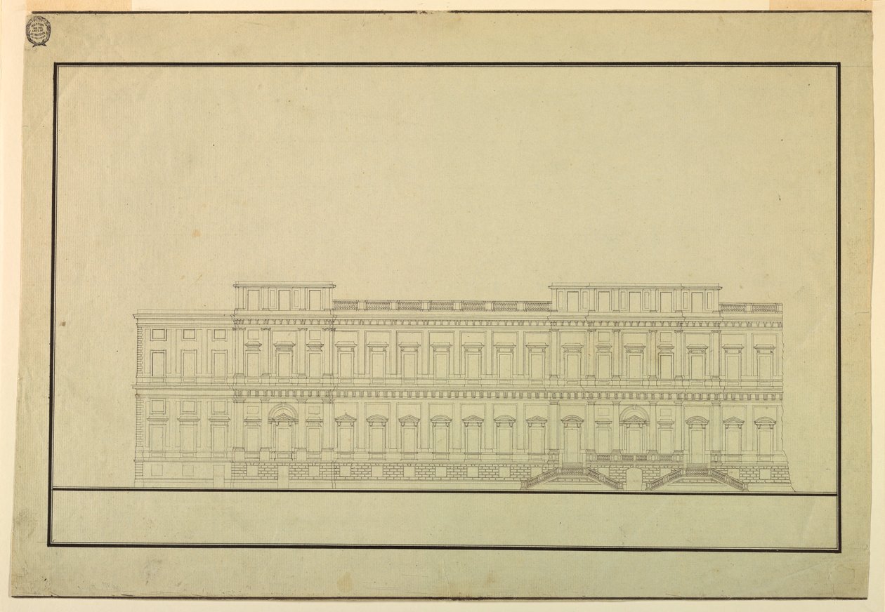 Dibujo, Diseño para la Elevación de un Edificio Público, finales del siglo XVIII de Unknown