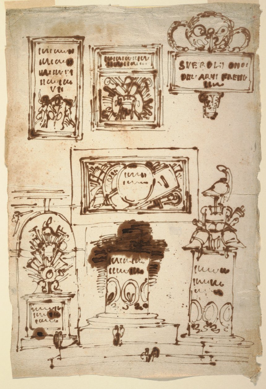 Dibujo, Placas conmemorativas para la familia Severoli, Faenza de Unknown