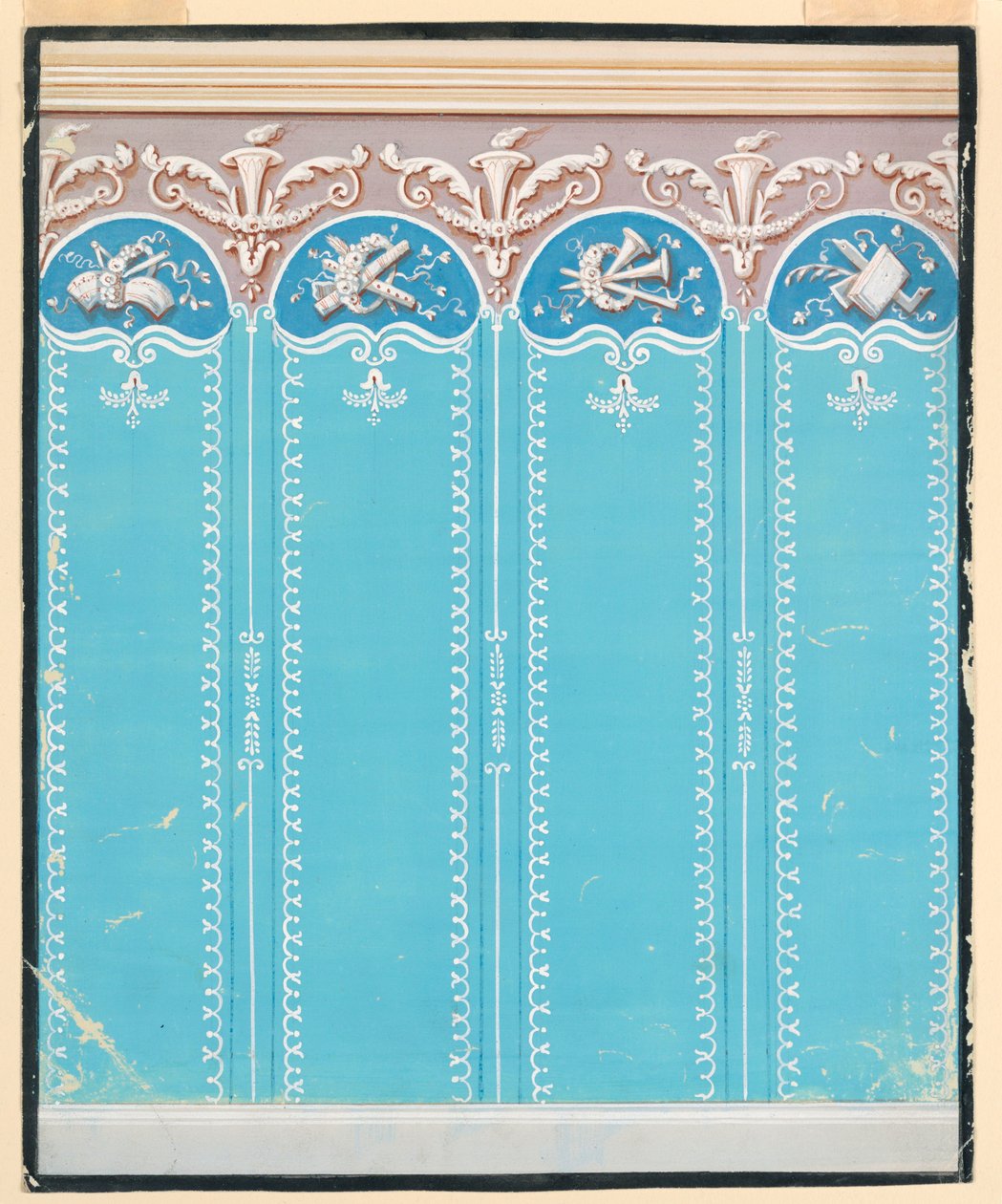 Dibujo, diseño de papel tapiz, 1825-1835 de Unknown