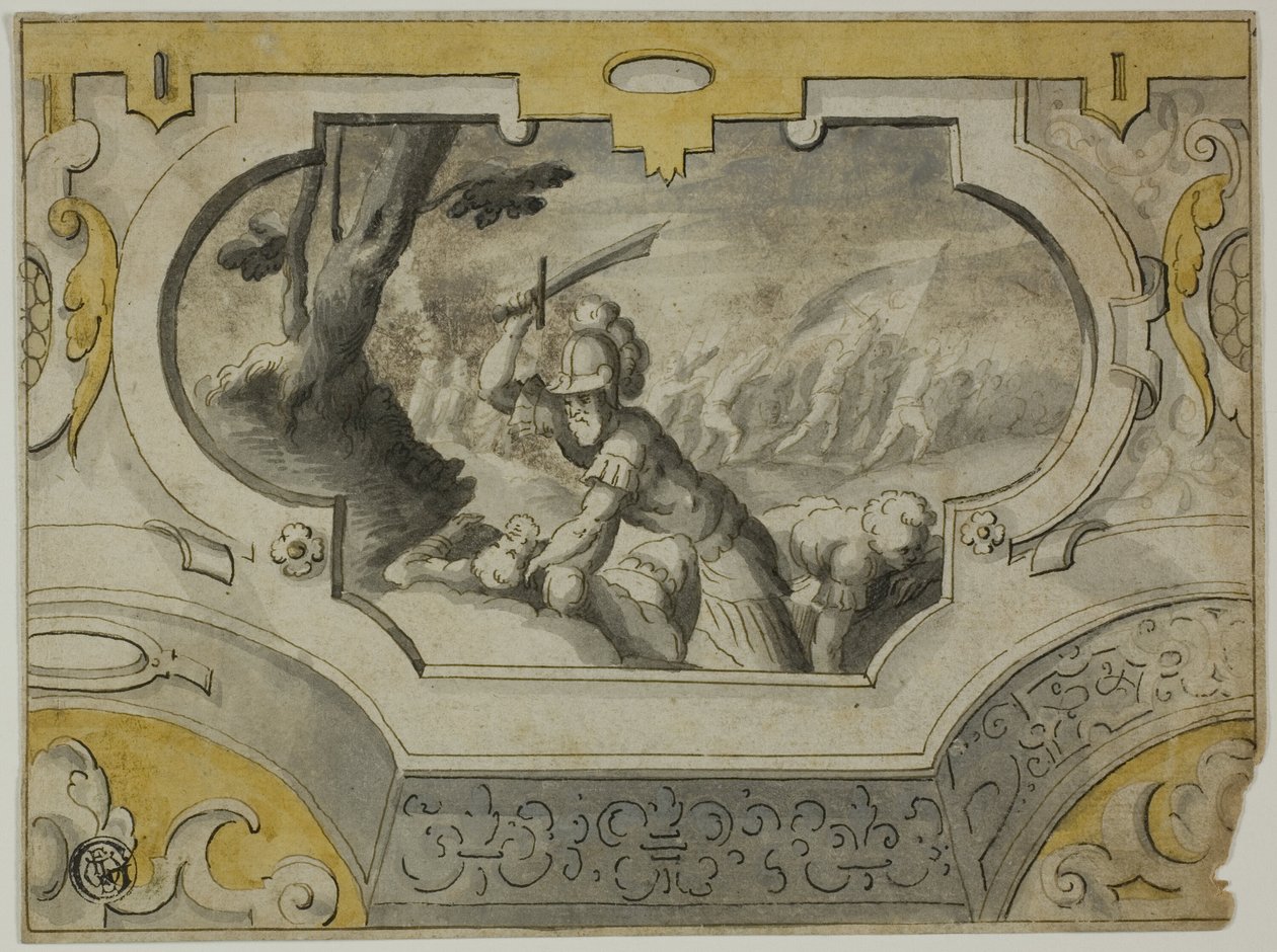Escena de batalla (para decoración de sobrepuerta) de Unknown