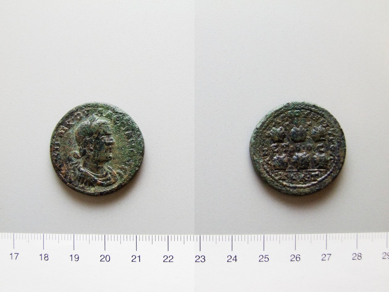 Moneda de Valeriano, Emperador de Roma; Galieno, emperador de Roma de Anazarbus de Unknown