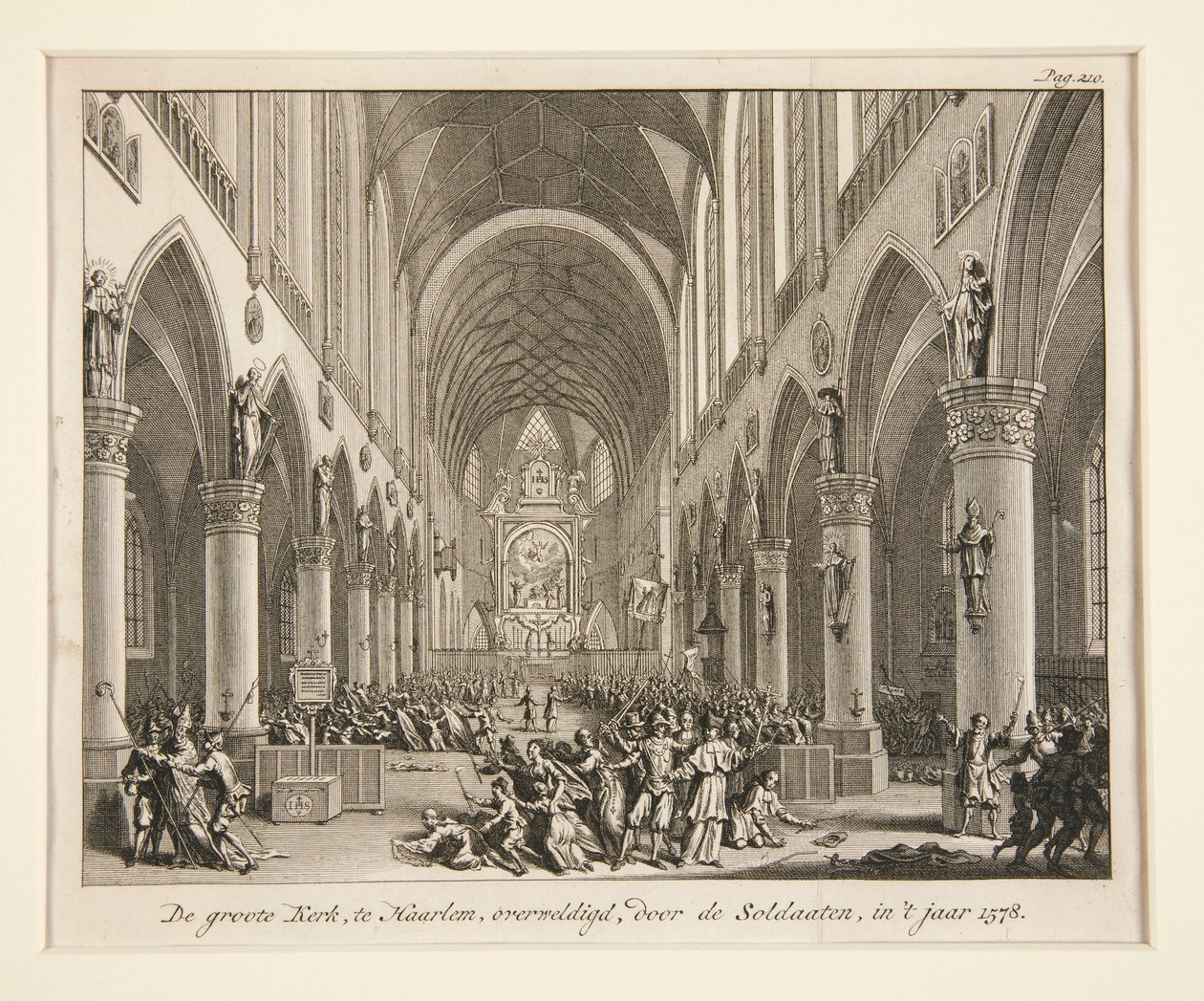 La gran iglesia de Haarlem, abrumada, por los soldados, en de Unknown