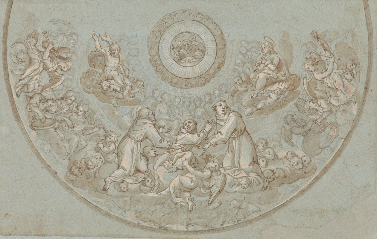 Diseño para un ábside con frailes franciscanos y grupos de ángeles de Unknown