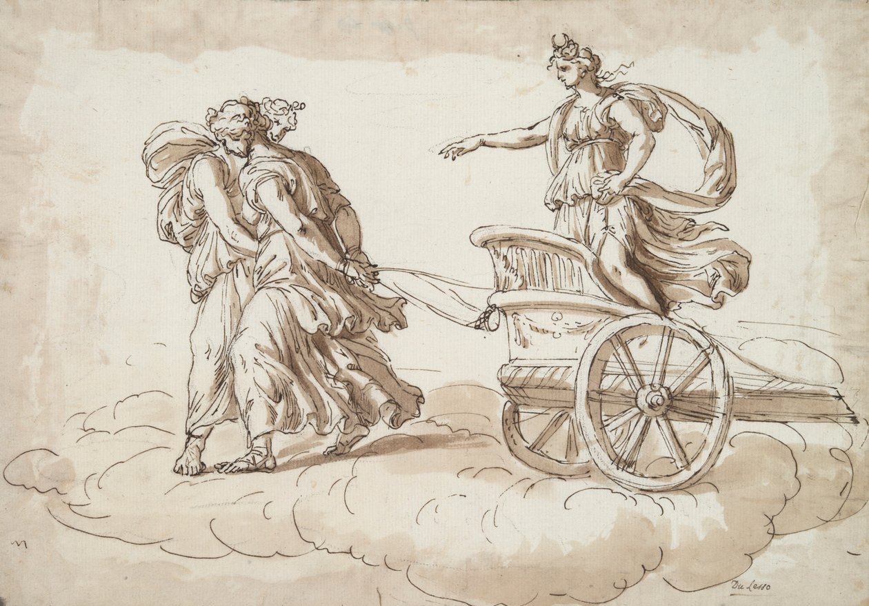 Diana en un carro tirado por dos mujeres de Unknown