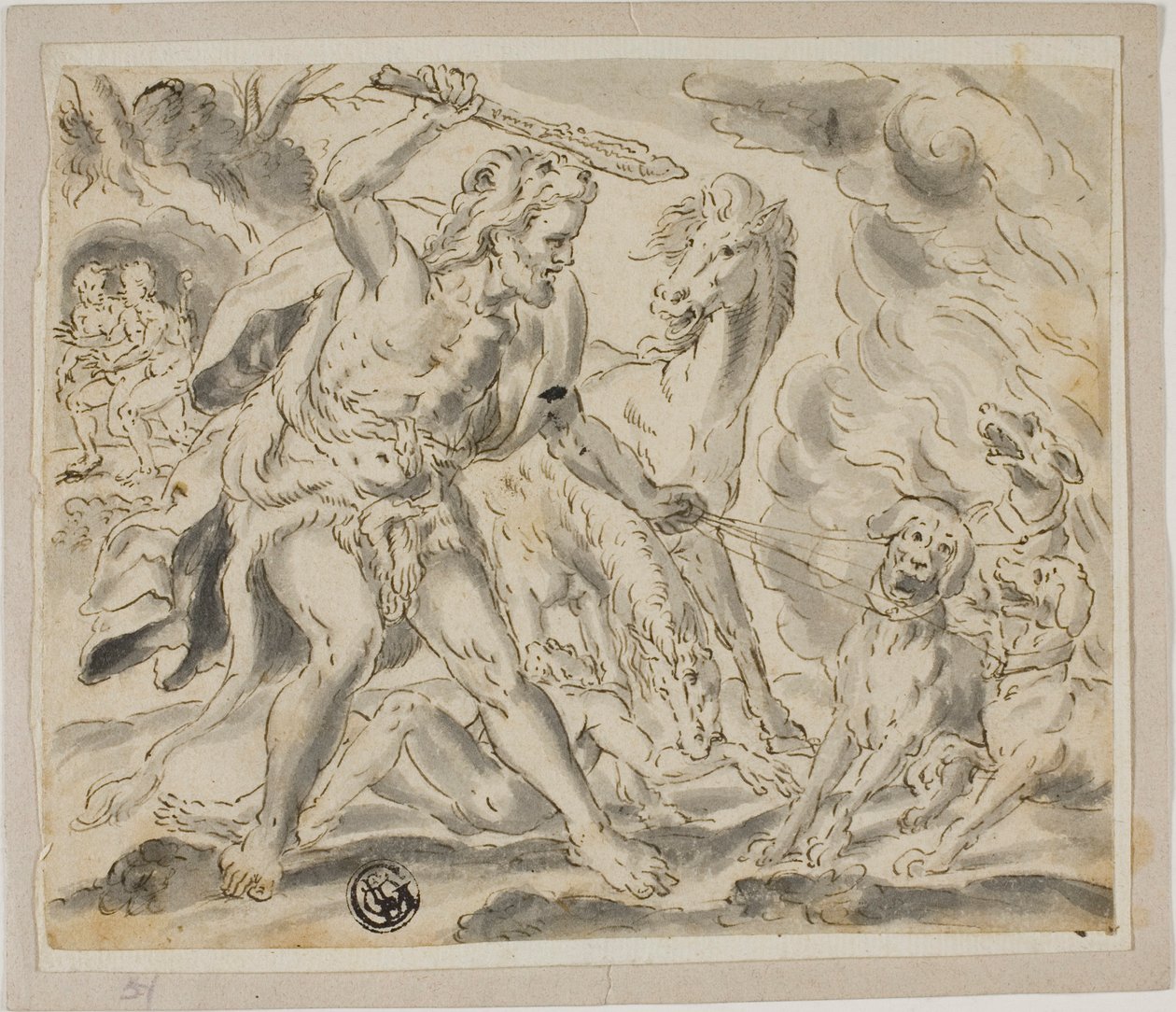 Hércules, Cerbero y las yeguas de Diomedes de Unknown
