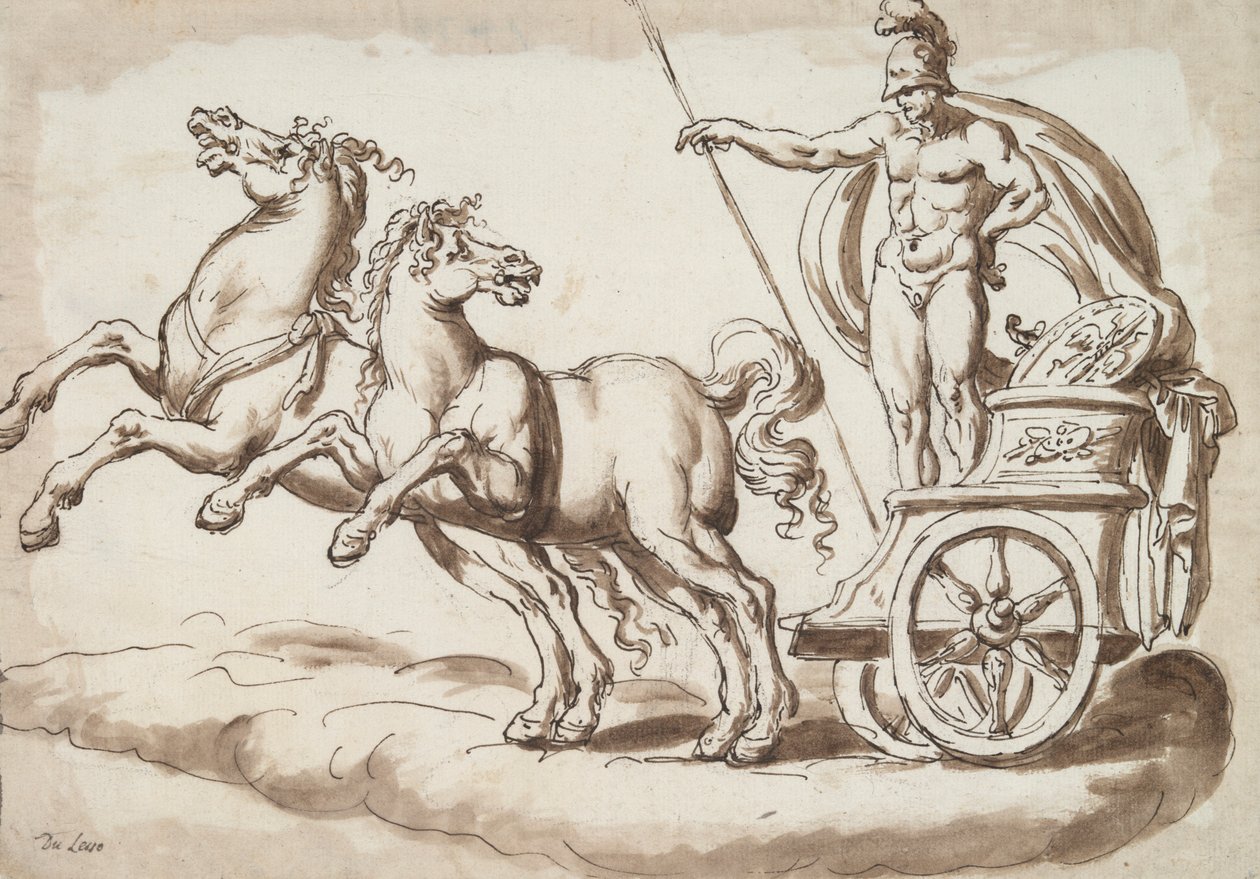 Marte en un carro tirado por dos caballos de Unknown