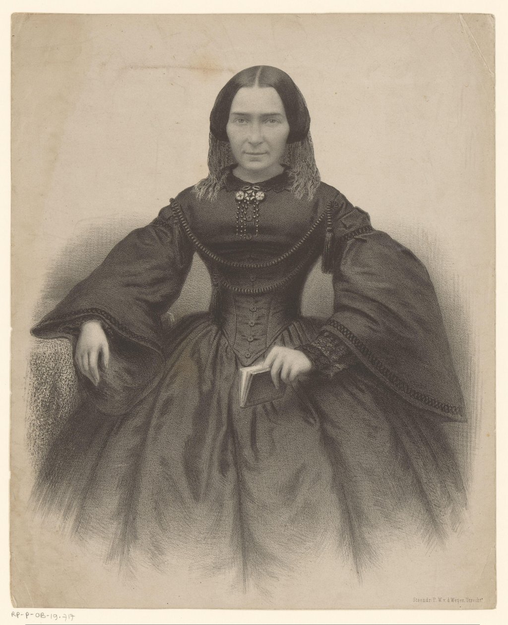 Retrato de una mujer desconocida con un vestido negro. de Unknown