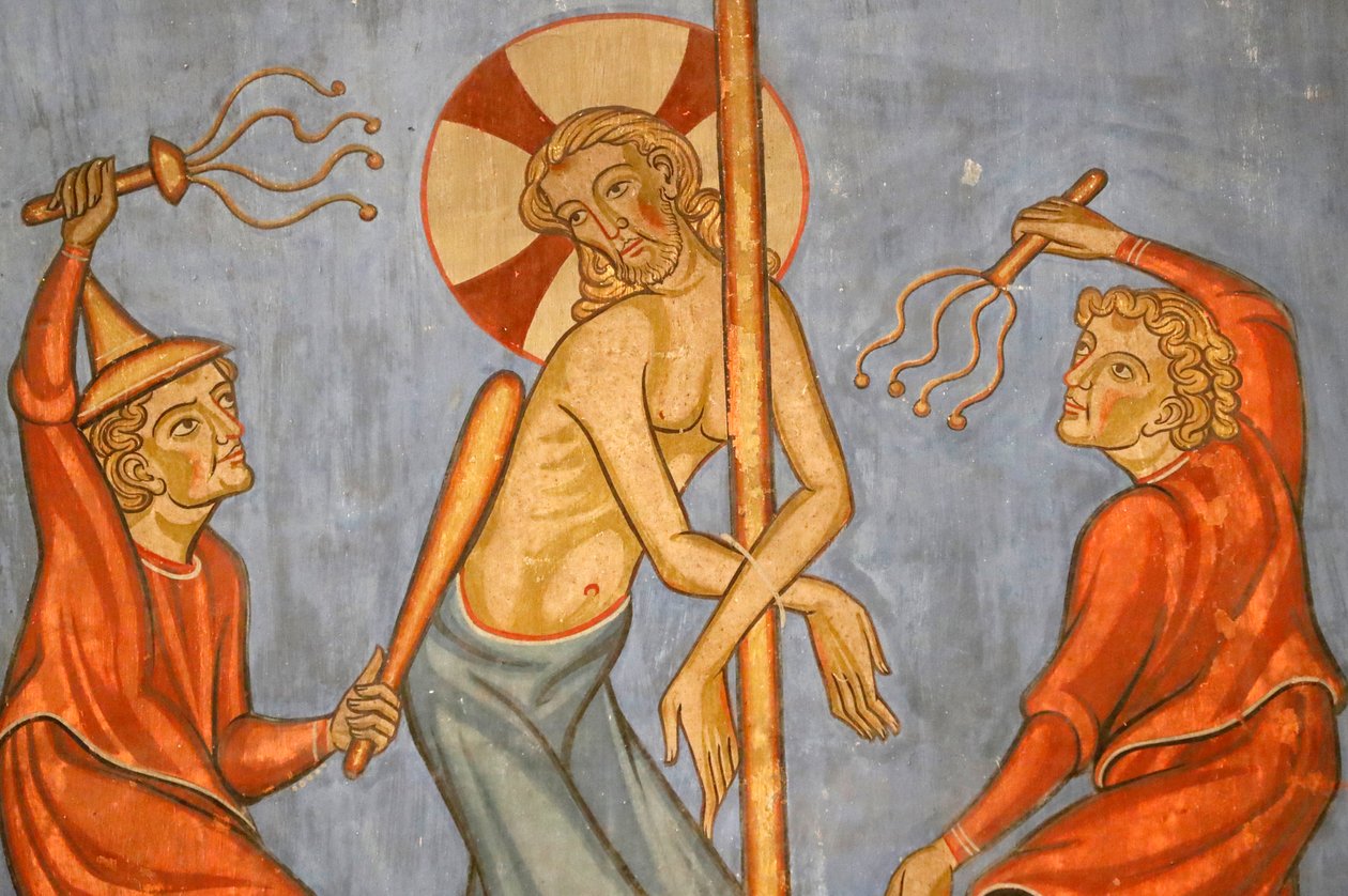 Iglesia Protestante de Saint-Pierre-le-Jeune, Pasión de Cristo, La Flagelación de Cristo, Fresco, Estrasburgo, Francia de Unknown