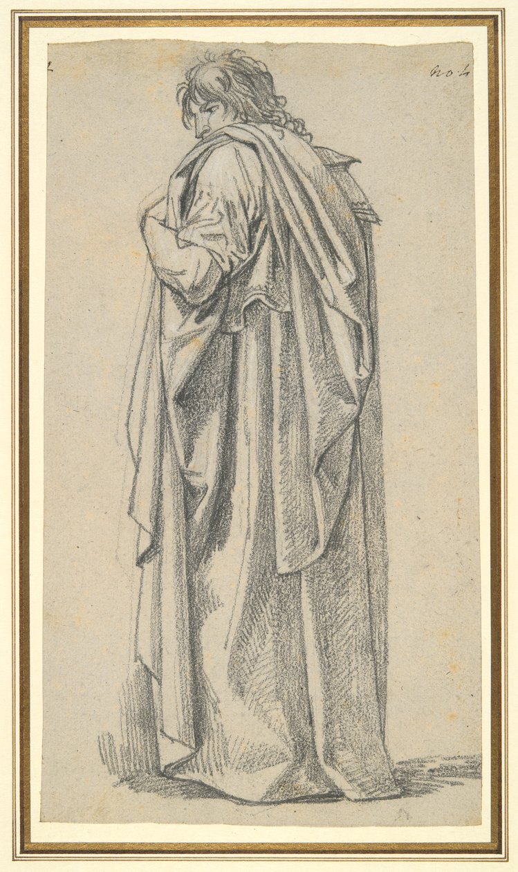 Estudio de un hombre en una capa romana de Unknown