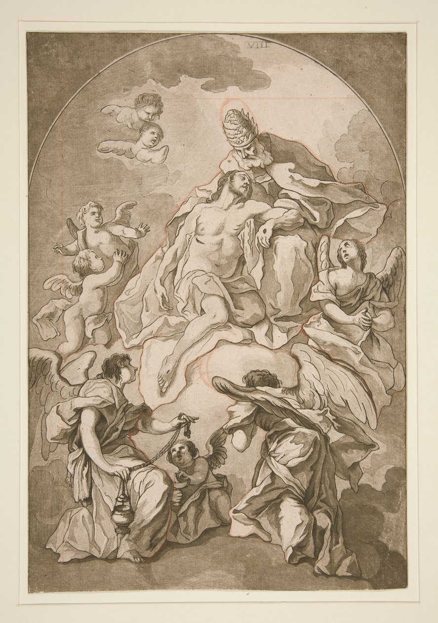 La Ascensión de Cristo con Dios Padre y los Ángeles de Unknown