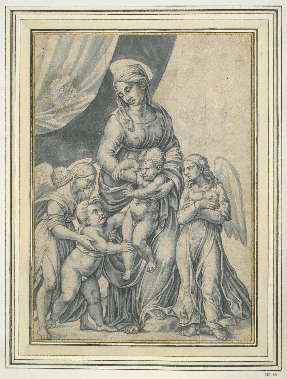 la virgen y el niño con el infante san juan bautista y dos ángeles de Unknown