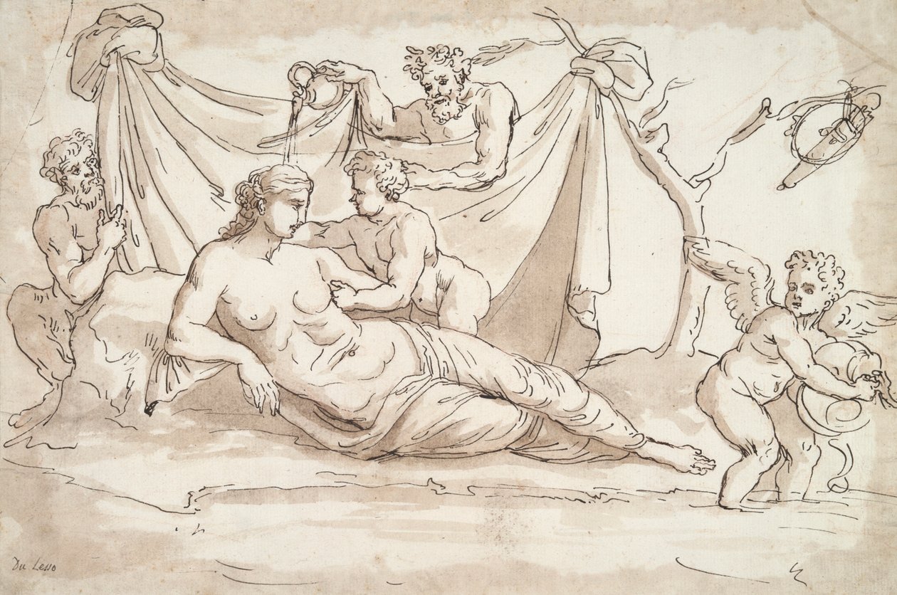 Venus y Amoretti y dos sátiros de Unknown