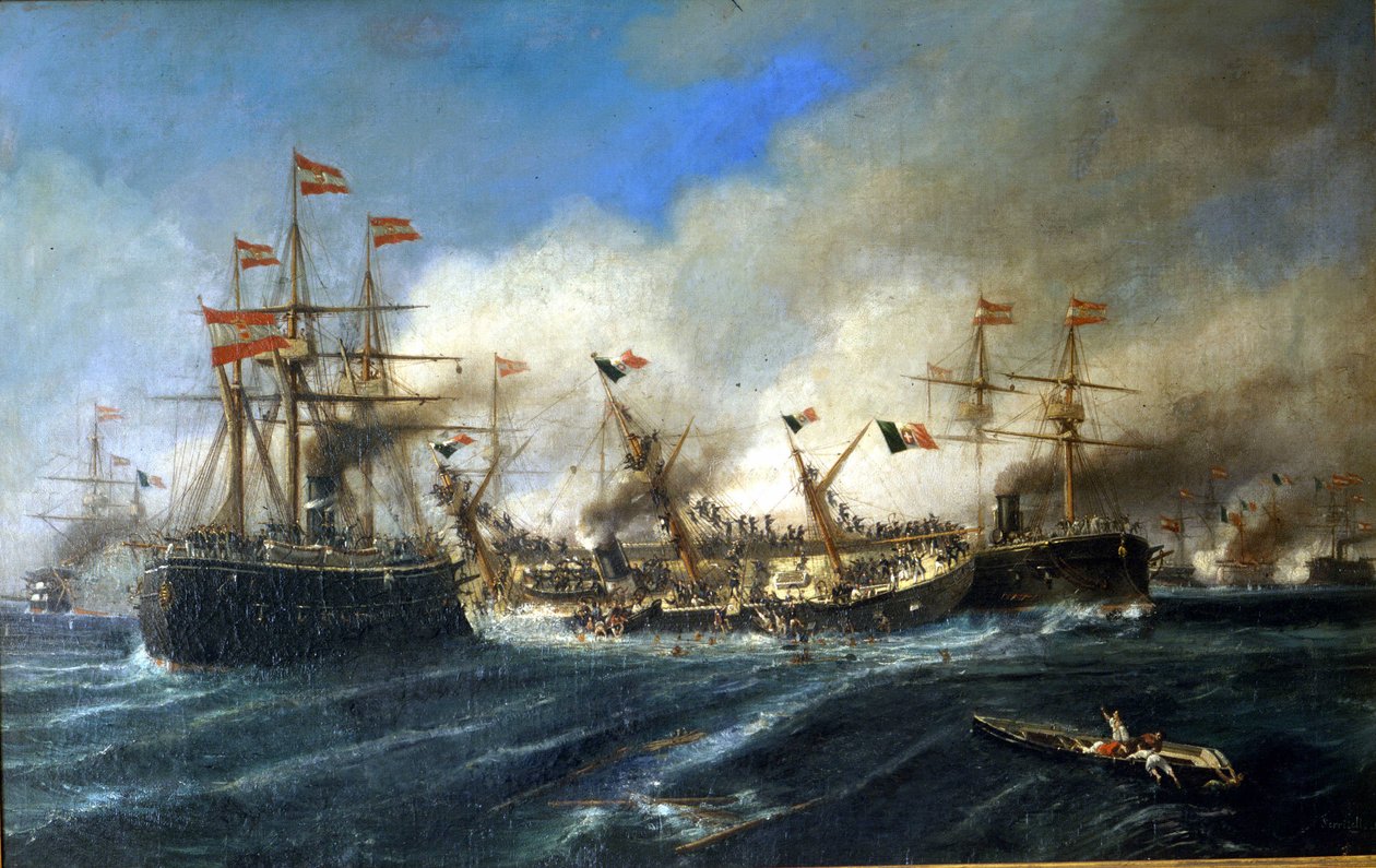 20/07/1866: Batalla de Lissa frente a Dalmacia: los austriacos destruyen la flota italiana. de Unknown artist