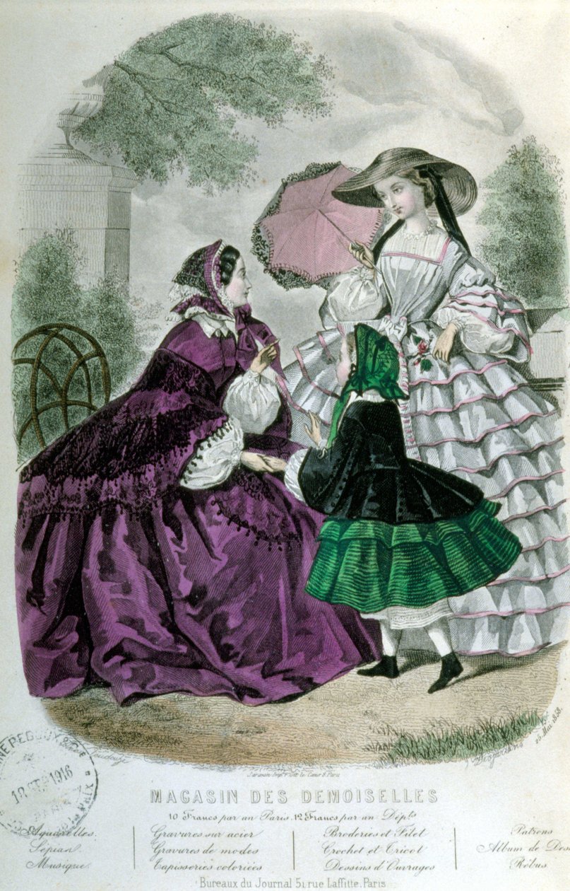 2 mujeres y 1 niña - en "Magazine des Demoiselles" de Unknown artist
