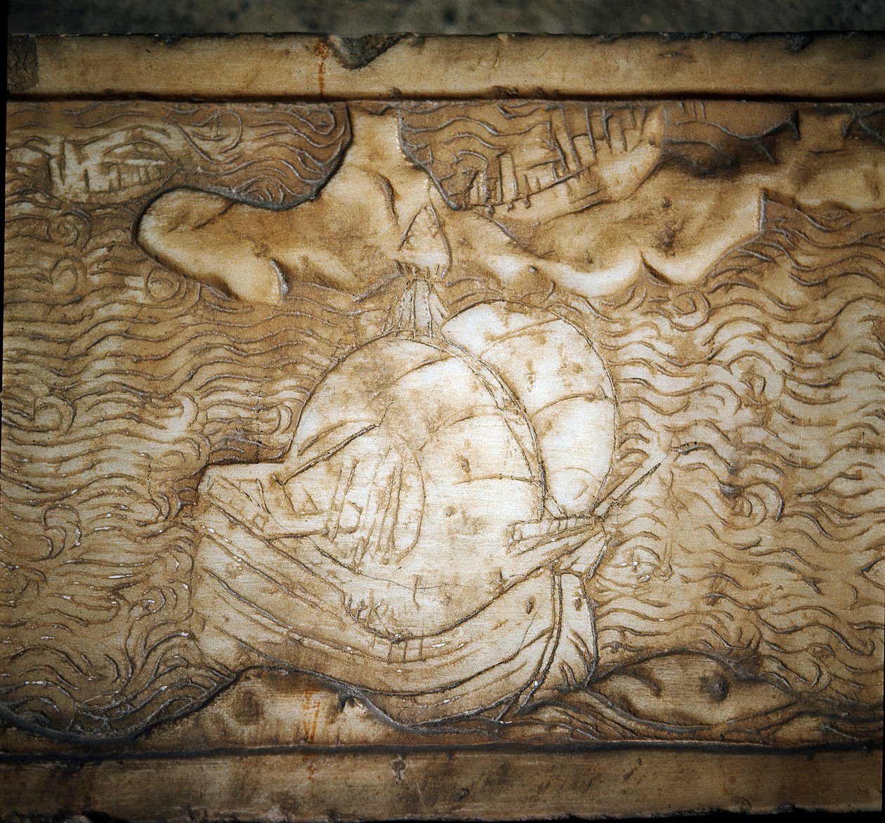 Un barco genovés (detalle de relieve en mármol) de Unknown artist