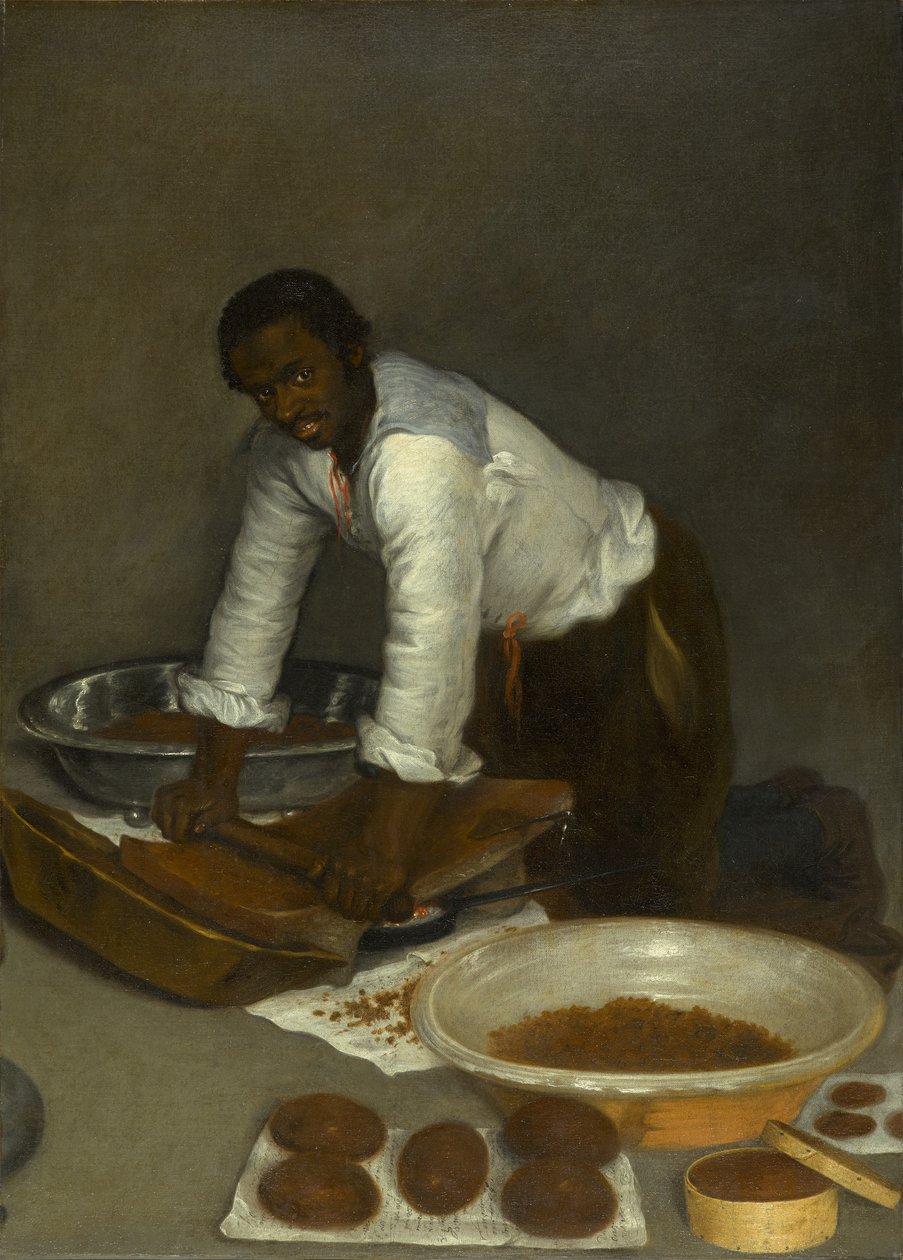 Un hombre raspando chocolate, circa 1680-1780 de Unknown artist