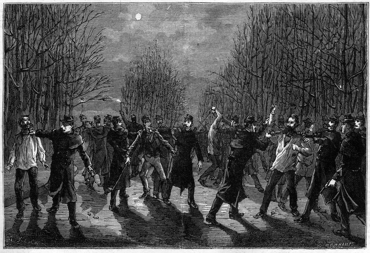 Una paliza a los criminales en el Bosque de Boulogne en París en 1883 de Unknown artist